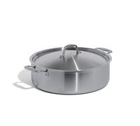 Made In Cookware - 9,46 L Marmite Rondeau en acier inoxydable avec couvercle - Revêtement en acier inoxydable 5 épaisseurs - Batterie de cuisine professionnelle - Fabriquée en Italie