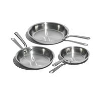 Made In Cookware - Ensemble de 3 poêles à frire en acier inoxydable (comprend 20,3 cm/25,4 cm/30,5 cm) - Fabriqué en Italie - 5 épaisseurs en acier inoxydable - Batterie de cuisine professionnelle