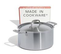 Made In Cookware Marmite en acier inoxydable de 8 litres avec couvercle - Revêtement en acier inoxydable 5 épaisseurs - Batterie de cuisine professionnelle - Fabriquée en Italie - Compatible induction