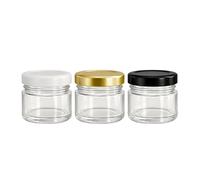 made in home - Lot de 100 mini pots en verre - Capacité de 30 ml - Couvercle à vis - Verre rond To 43 - Pour confiture, fruits, miel, conserves, pots à échantillons (100, Blanc, 30ml)