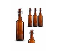 made in home - Lot de 18 bouteilles vides à étrier de 750 ml - Marron - Grandes bouteilles avec bouchon à étrier - Pour jus, boissons, liqueurs, huile, sauces (18)