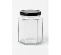 made in home Lot de 40 bocaux de conservation hexagonaux en verre de 280 ml avec couvercle noir