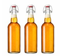made in home - Lot de 6 bouteilles vides à étrier de 750 ml - Blanc - Grandes bouteilles avec bouchon à étrier - En verre à étrier - Pour jus, boissons, liqueurs, huile, sauces - Blanc (6)