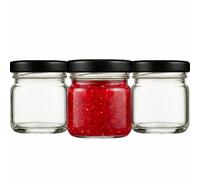 made in home - Lot de 80 mini bocaux en verre de 40 ml, pots à épices avec couvercle à visser, bocal à essai, pots à confiture, petits pots à miel, bocaux ronds (couvercles noirs)