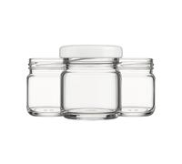 made in home - Lot de 80 mini bocaux en verre de 40 ml, pots à épices avec couvercle à visser, bocal à essai, pots à confiture, petits pots à miel, bocaux ronds (couvercles blancs)