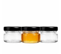 made in home - Lot de pots en verre Mini pots | Capacité de 30 ml | Couvercle à vis | Verre rond To 43 - Pots de confiture, de miel, de fruits, pots de conserve, pots d'échantillons (40, Noir, 30ml)