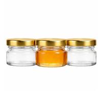 made in home - Mini bocaux en verre à retournement | Capacité : 30 ml | Couvercle à visser | To 43 bocaux ronds pour confiture, fruits, bocaux de conserve, miel, bocaux d'échantillons (200, Or, 30ml)