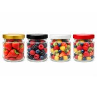 made in home Mini bocaux en verre de 106 ml, bocaux à épices avec couvercle à visser, couvercles dorés, pots à essai, pots à confiture, petits pots à miel, bocaux ronds (48, couvercles noirs)