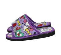 Made IN Spain 8436043820558 Chaussures d'été avec imprimé cœurs et dessins, tissu léger et semelle microporeuse flexible pour femme, lilas, 37 EU