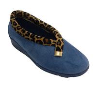 Made In Spain Slipper Bord fermé d'un Autre Ton et Garniture dorée sur Le côté Nevada en Bleu Marine Taille 37 EU