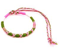 MADE IN ZEN Bracelet Brésilien de l'Amitié Macramé Coton Friendship Porte Bonheur Homme Femme Garçon Fille Vert Rose