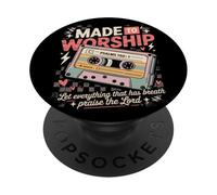 Made to Worship Psalm 150:1 Cassette Rétro Musique Louange PopSockets PopGrip Adhésif