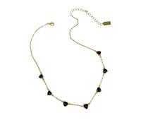 Made With Love Collier à superposer en forme de cœur noir pour femme, normal, laiton, oxyde de zirconium