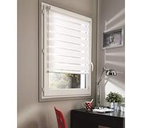 madecostore Double Store Enrouleur Jour Nuit Basic - Blanc - L75 x H160cm (Tissu = l72cm) - Fixation avec ou sans perçage - Chaînette Blanche 7911072160