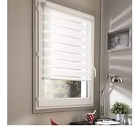 MADECOSTORE Lot de 2 stores jour nuit sans percer h160cm - Blanc - L66 x H160cm