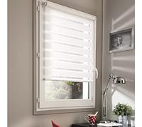 MADECOSTORE Lot de 2 Stores Jour Nuit sans percer h160cm - Blanc - L66 x H160cm