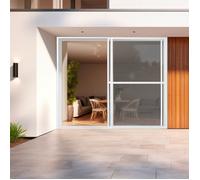MADECOSTORE Moustiquaire coulissante recoupable en alu pour baie vitrée - Blanc - L240 x H230cm