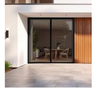 MADECOSTORE Moustiquaire rideau de porte sans percer pour baie vitrée - Noir - L220 x H220cm