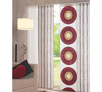 MADECOSTORE Panneau Japonais Tamisant Motifs Cercles Rouges - Blanc + Motif - L45 x H260cm