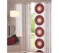 MADECOSTORE Panneau Japonais Tamisant Motifs Cercles Rouges - Blanc + Motif - L45 x H260cm