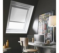 MADECOSTORE Store de Toit Enrouleur Compatible Velux® - Blanc - L61 x H94cm Modèle M06 - Cadre Alu