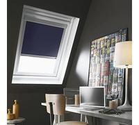 MADECOSTORE Store de Toit Enrouleur Compatible Velux® - Bleu foncé - L38 x H54/74cm Modèle C02/C04 - Cadre Alu