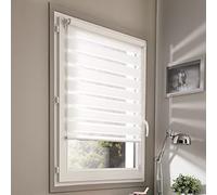 madecostore Double Store Enrouleur Jour Nuit Basic - Blanc - L65 x H160cm - Fixation avec ou sans perçage - Chaînette Blanche