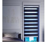 MADECOSTORE Store Enrouleur Jour Nuit Blanc et Noir Occultant - Noir - L64 x H160cm