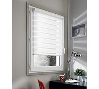 MADECOSTORE Store Enrouleur Jour Nuit chaînette coordonnée sans percer - Blanc - L56 x H190cm