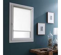 MADECOSTORE Store Enrouleur Voile Tamisant Easy Roll Tissu Uni Blanc Perle - L66 x H170cm - sans perçage