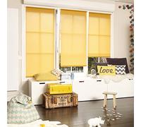 MADECOSTORE Store Enrouleur Voile Tamisant Easy Roll Tissu Uni Jaune - L46 x H170cm - sans perçage