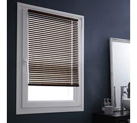 MADECOSTORE Store Vénitien Aluminium Easy Chocolat - L37 x H150cm - Mécanisme autobloquant - Lamelles 25mm - sans perçage