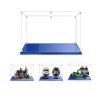 MADEHAY 3mm Vitrine en Acrylique Transparente Anti - poussière, Grande Boîte de présentatio pour Lego Casque Model série 10317 71793 75304 75305 75327 75328. Base Bleue (1, 35x20x25cm)