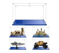 MADEHAY 3mm Vitrine en Acrylique Transparente Anti - poussière, Grande Boîte de présentatio pour Lego Model série 42099 42158 75326 76419. Base Bleue (1, 40x30x25cm)