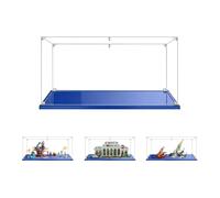 MADEHAY 3mm Vitrine en Acrylique Transparente Anti - poussière, Grande Boîte de présentatio pour Lego Model série 21353 41164 71748. Base Bleue (1, 55x30x25cm)