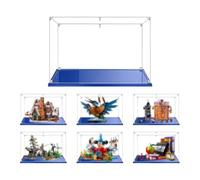 MADEHAY 3mm Vitrine en Acrylique Transparente Anti - poussière, Grande Boîte de présentatio pour Lego Model série 10267 10331 76295 76422 80021. Base Bleue (1, 35x25x25cm)