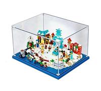 MADEHAY 3mm Vitrine en Acrylique Transparente Anti - poussière, Grande Boîte de présentatio pour Lego Model série 21136 42182 60350 76175 75179. Base Bleue (1, 45x30x20cm)