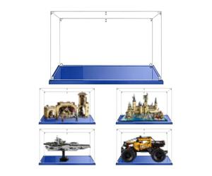 MADEHAY 3mm Vitrine en Acrylique Transparente Anti - poussière, Grande Boîte de présentatio pour Lego Model série 42099 42158 75326 76419. Base Bleue (1, 40x30x25cm)