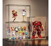 MADEHAY Vitrine, Boîte de Rangement Empilable, Vitrine en Transparent avec Porte Magnétique à 3 Couches pour Mini Figurines Pop, Funko Pop, Objets de Collection, DIY (1, 36x17x27cm)