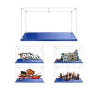 MADEHAY Vitrine en Acrylique Transparente Anti - poussière, Grande Boîte de présentatio pour Lego Model série 21137 31142 71797 80016. (60x35x35cm, Base Bleue)