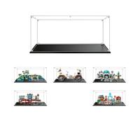 MADEHAY Vitrine en Acrylique Transparente Anti - poussière, Grande Boîte de présentatio pour Lego Model série 21136 42182 60350 76175 75179. (45x30x20cm, Base Bleue)