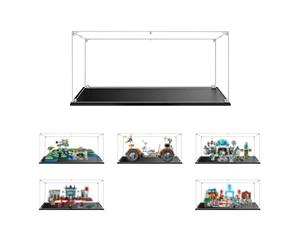MADEHAY Vitrine en Acrylique Transparente Anti - poussière, Grande Boîte de présentatio pour Lego Model série 21136 42182 60350 76175 75179. (45x30x20cm, Base Bleue)