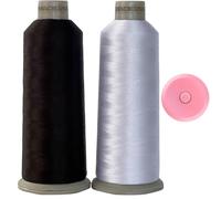 Madeira 1801-1800 Fil à broder noir et blanc pour machine à broder Cône avec mètre ruban Garizze 2 énormes bobines de 5 000 m de couture tout usage