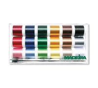 Madeira 8045 Boîte de couture avec 18 bobines de fil de couleurs différentes, 400 m