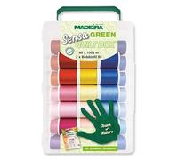 Madeira Boîte d'assortiment de fils - Laine, Sensa Green, 40 fils pour matelassage et broderie, 991 m chacun, fibre naturelle, grand étui de transport souple
