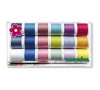 Madeira Boîte de 18 bobines de fil Aerofil - Collection été - 18 x 400 m - Fil à coudre de qualité supérieure pour tous les tissus et coutures.