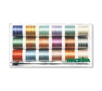 Madeira Boîte Transparente | Polyneon No.40 Multicolore | 18 x 200m | Bobines 8046 | 100% Filament de Polyester