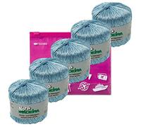 Madeira Nora Lot de 5 pelotes de fil à tricoter métallisé Bleu clair 333 5 x 25 g