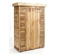 Madeira-Rangement- Grande Armoire De Jardin -Pin Sylvestre-Remise Pour Outils-3 Étagères- Bois Traité Autoclave- Abris De Jardin Toiture Plate En Feutre Bitumeux- L130x L 69xh.200 Cm/0,72 M²- Théo