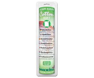Madeira Stabilisateurs Tear Away - Support en Coton Doux pour Broderie, Appliques, boutonnières,Instructions détaillées incluses - 10 m x 30 cm - Blanc